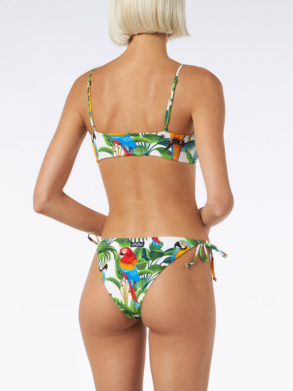 Bralette-Bikini mit Papageien-Print