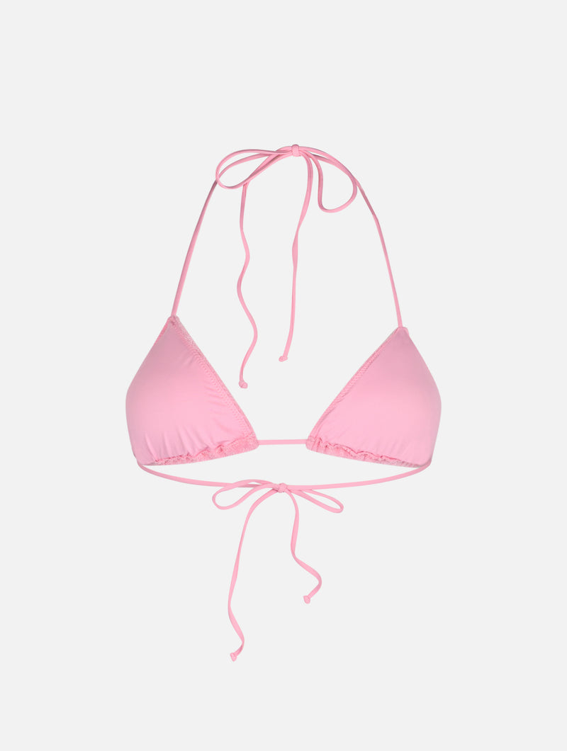 Rosa Frottee-Triangel-Top-Badeanzug Leah für Damen