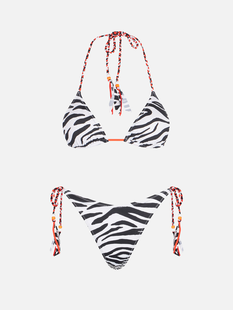Damen-Triangel-Bikini mit Zebramuster