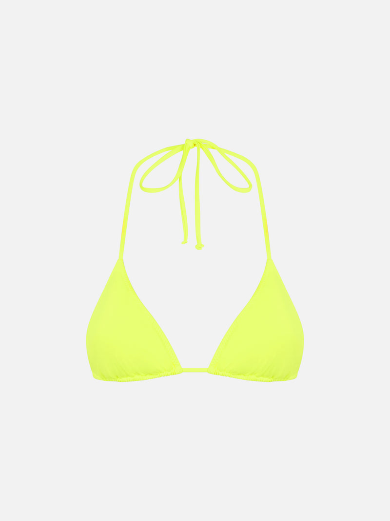 Woman fluo yellow triangle top swimsuit