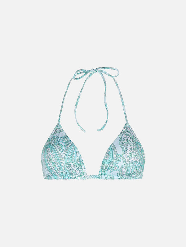 Woman water green paisley triangle top swimsuit Leah