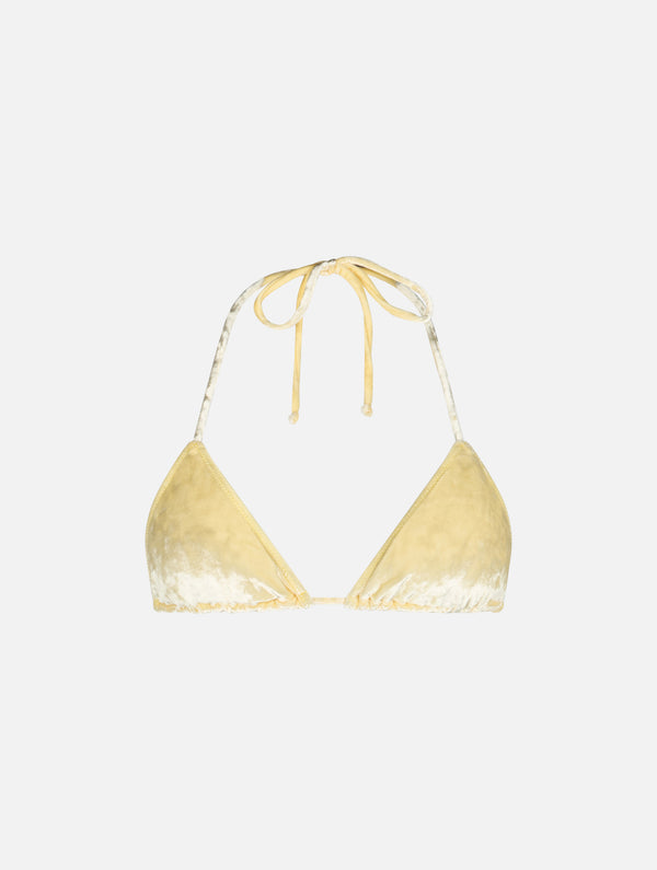 Gelber Chenille-Triangel-Top-Badeanzug für Damen Leah