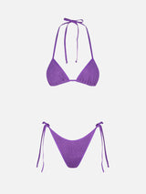Bikini da donna a triangolo crinkle colore viola