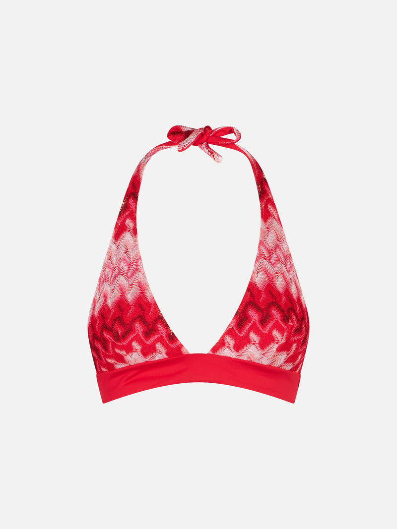 Red knitted triangle