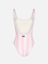 Woman striped scooped back one piece swimsuit Lora