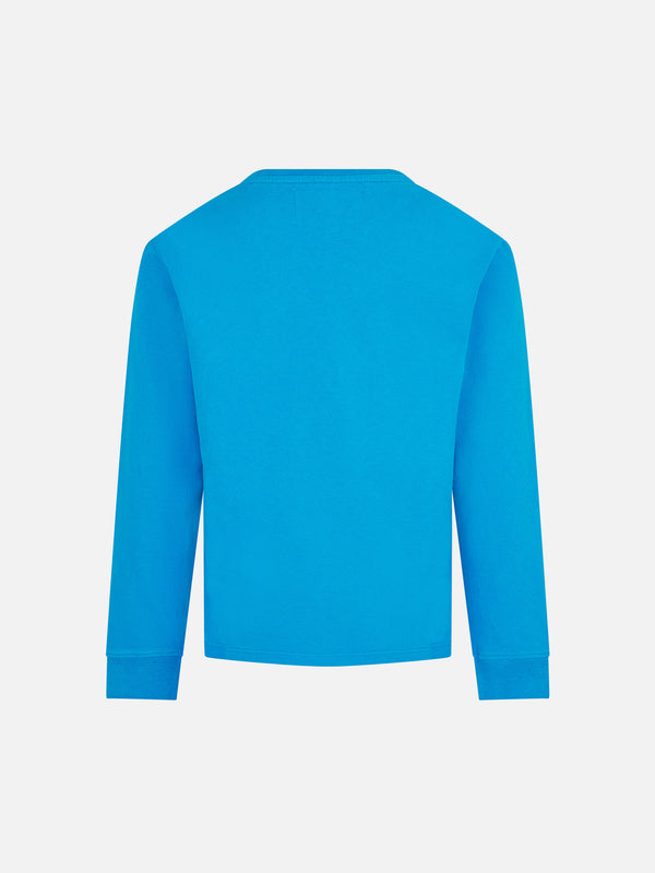 Blaues T-Shirt aus schwerer Baumwolle für Jungen