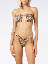 Bandeau-Bikini für Damen mit Leopardenmuster