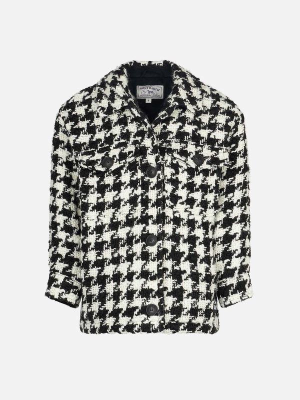 Girl overshirt jacket with pied de poule print