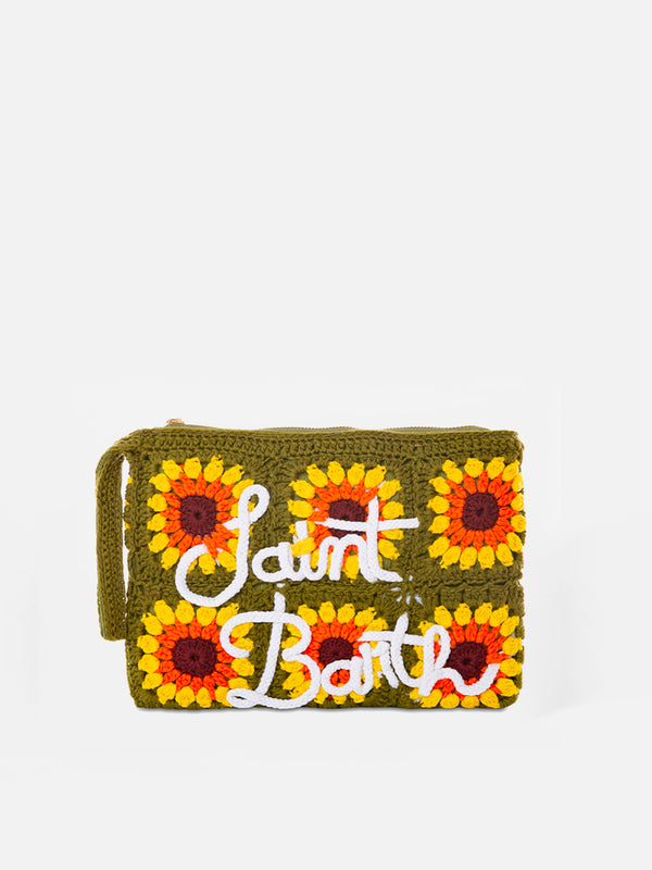 Parisienne crochet pochette with sunflower embroidery