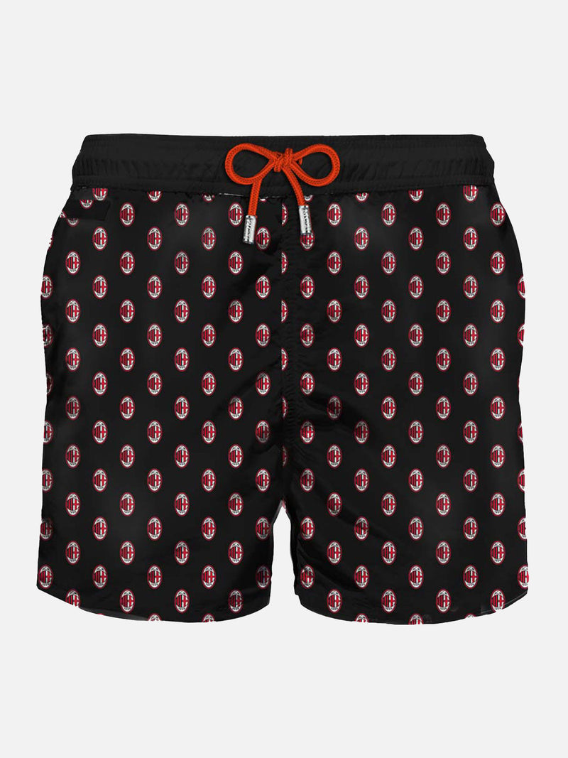 Man light fabric swim shorts with Milan print | MILAN SPECIAL EDITION