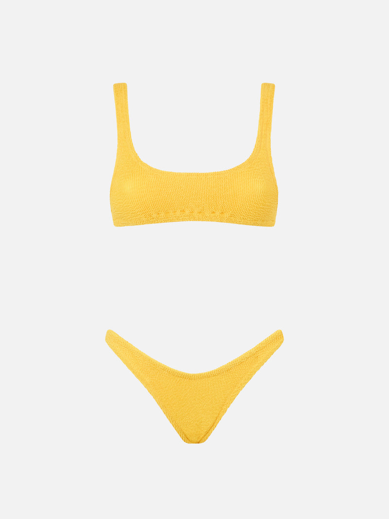 Woman yellow crinkle bralette bikini – MC2 Saint Barth
