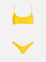 Gelber Frottee-Bralette-Bikini für Damen