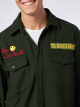 Moleskin overshirt with Peace in St. Barth embroidery