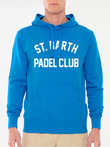 Man cotton hooded sweatshirt with St. Barth Padel Club print