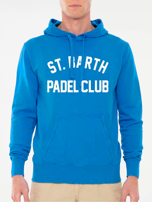 Man cotton hooded sweatshirt with St. Barth Padel Club print