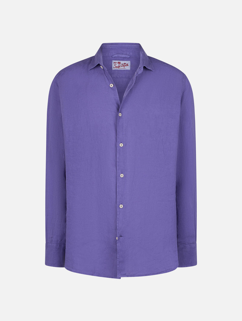 Man purple linen shirt Pamplona