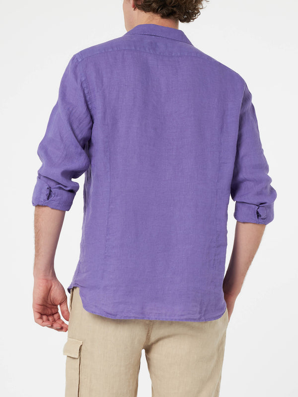 Man purple linen shirt Pamplona