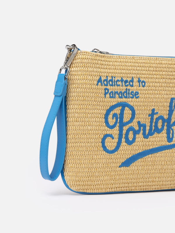Parisienne Straw pouch bag with Portofino embroidery