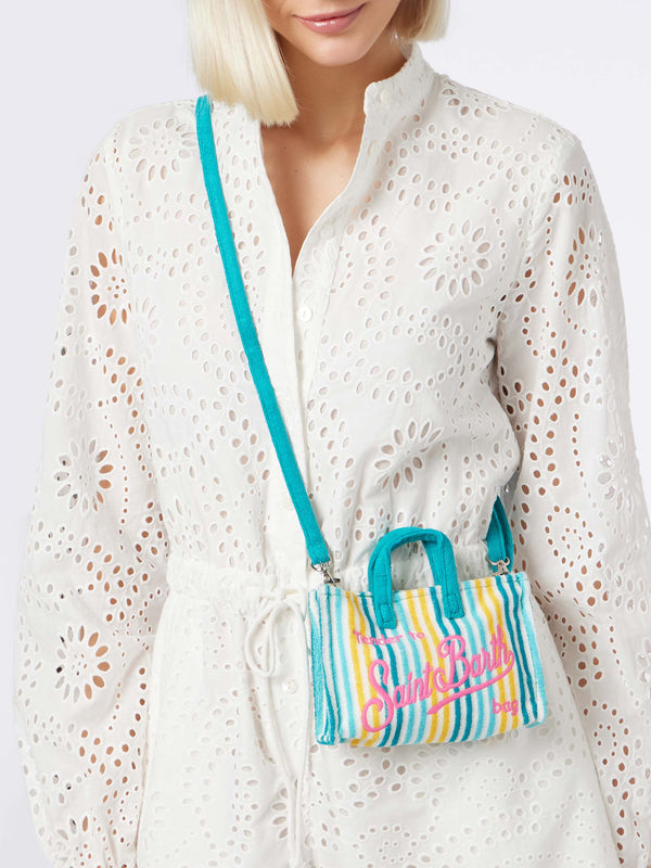 Multicolor striped terry embossed Phone Bag