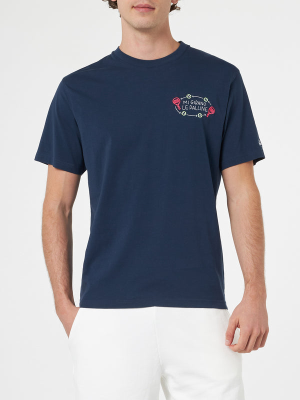 T-shirt classica da uomo in jersey di cotone Portofino con ricamo Mi girano le palline | EDIZIONE SPECIALE INSULTI LUMINOSI