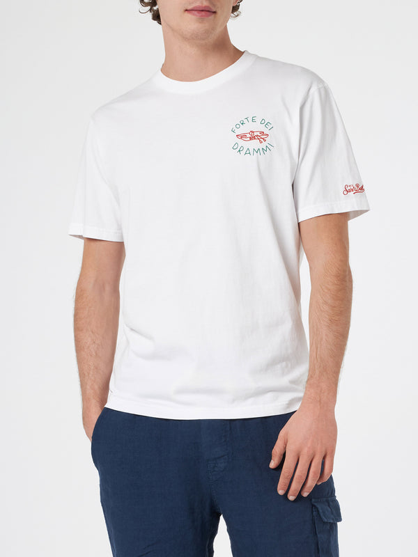 Man classic fit cotton jersey t-shirt Portofino with Forte dei Drammi embroidery | INSULTI LUMINOSI SPECIAL EDITION