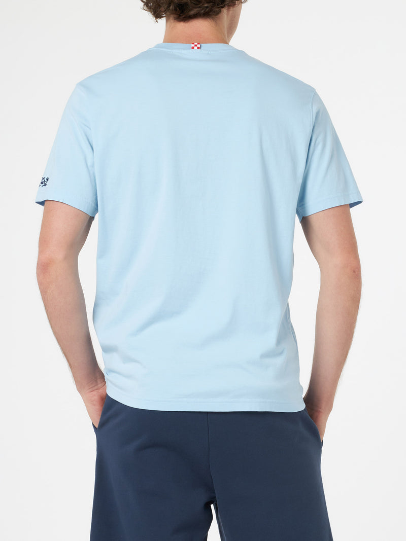 Man classic fit cotton jersey t-shirt Portofino with Mi fai volare embroidery