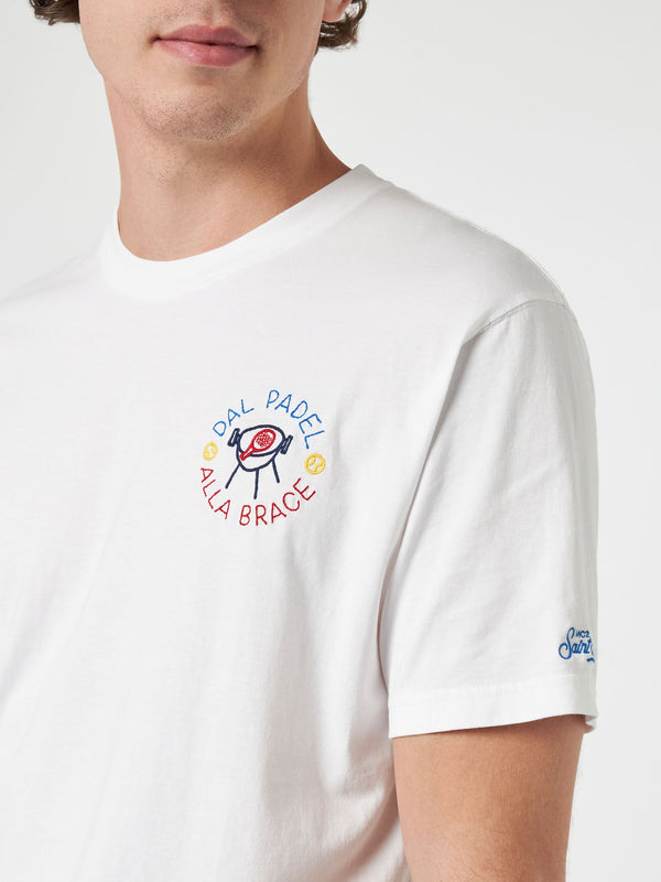 T-shirt classica da uomo in jersey di cotone Portofino con ricamo dal Padel alla brace | EDIZIONE SPECIALE INSULTI LUMINOSI