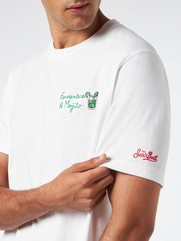 Herren-T-Shirt aus Baumwolle mit Formentera- und Mojito-Stickerei