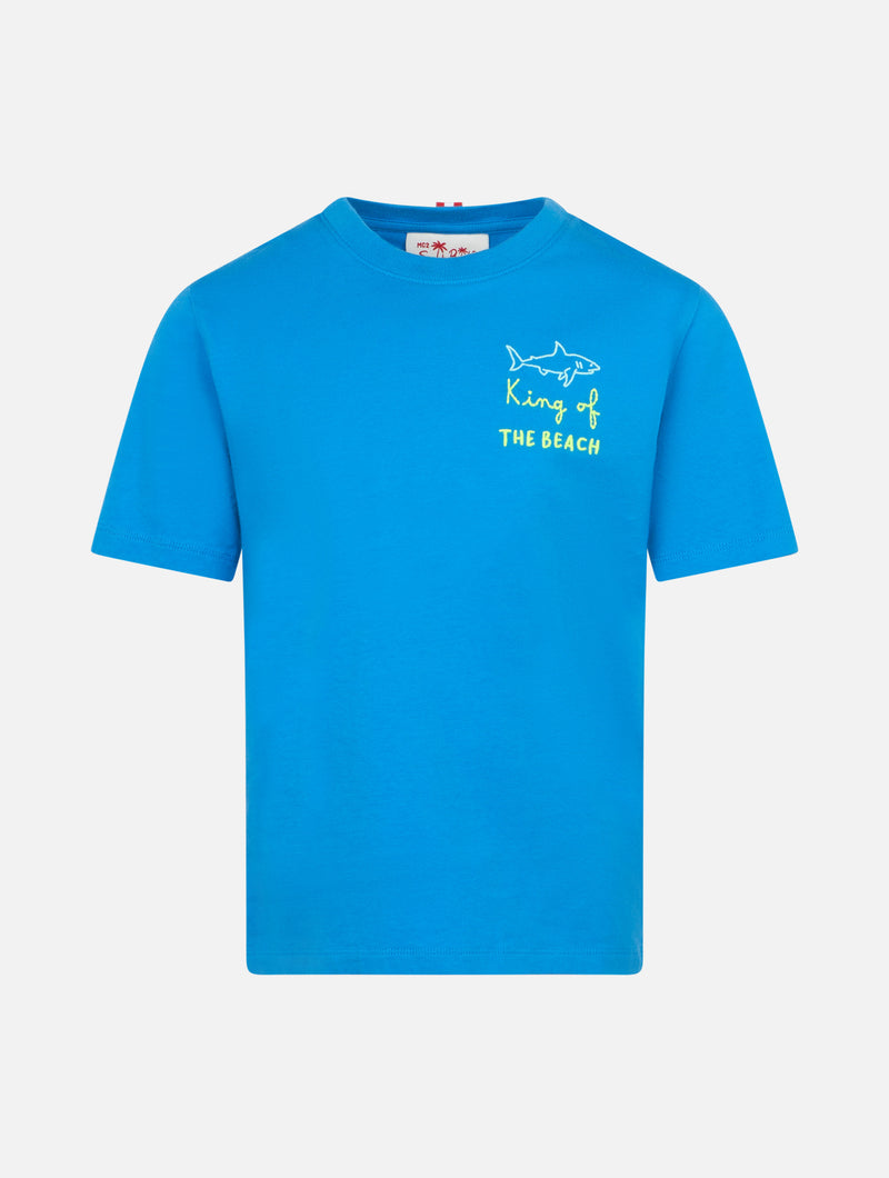 T-shirt da bambino in jersey di cotone Portofino Jr con ricamo King of the Beach
