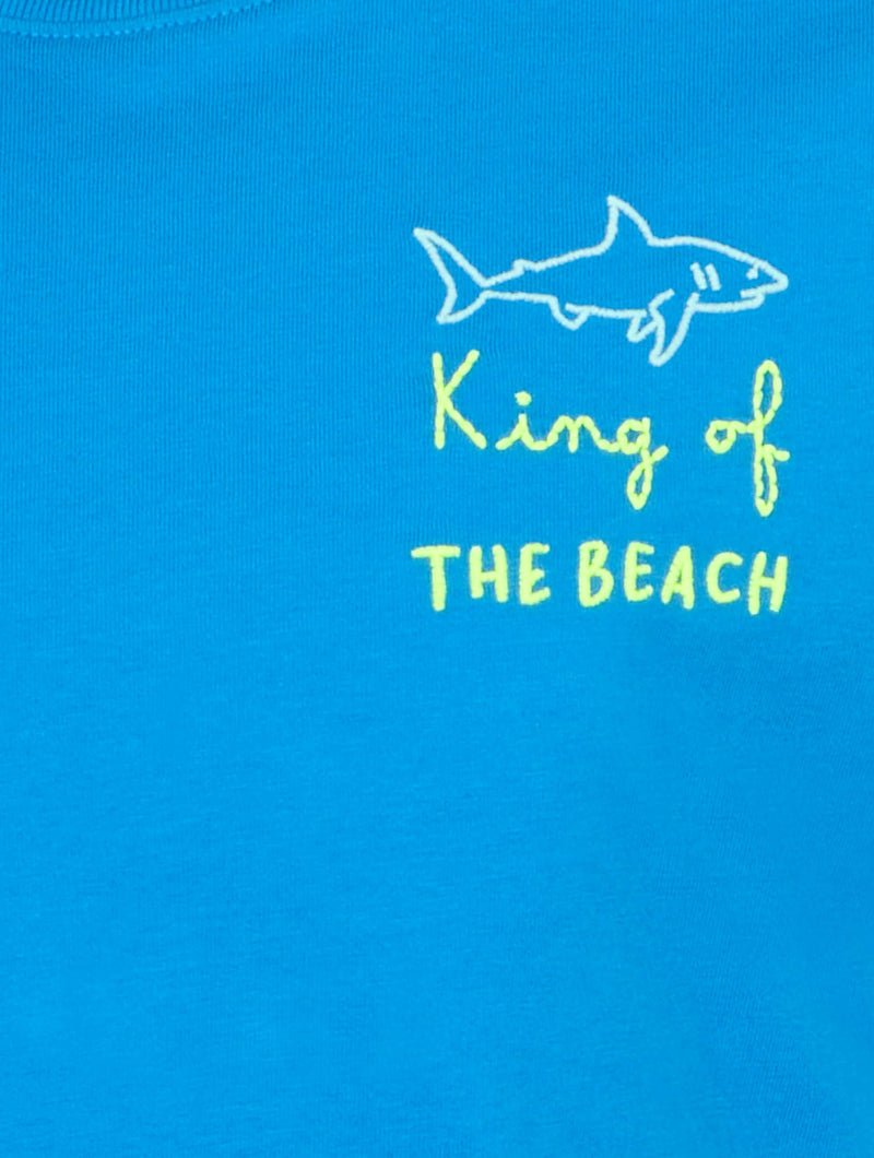 T-shirt da bambino in jersey di cotone Portofino Jr con ricamo King of the Beach