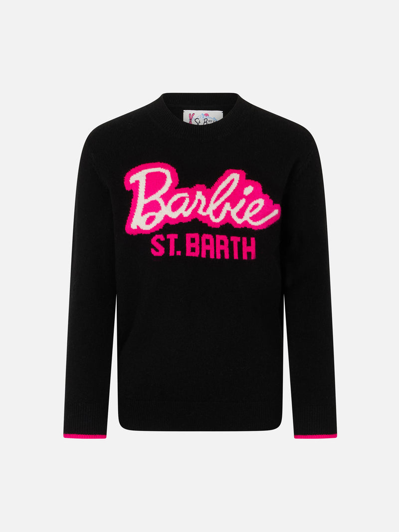 Girl crewneck black sweater with Barbie print | BARBIE SPECIAL EDITION