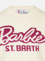 Girl crewneck white sweater with Barbie print | BARBIE SPECIAL EDITION