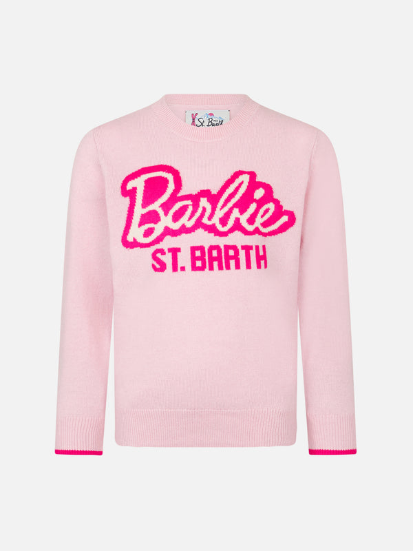 Girl crewneck pink sweater with Barbie print | BARBIE SPECIAL EDITION