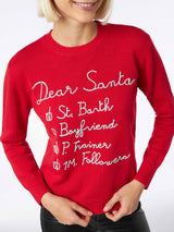 Gebürsteter Damenpullover mit „Dear Santa List“-Stickerei