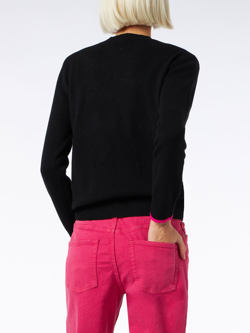Woman crewneck black sweater with Barbie print | BARBIE SPECIAL EDITION