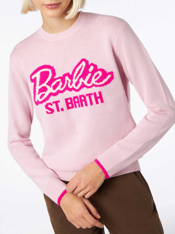 Maglia da donna girocollo rosa con stampa Barbie | EDIZIONE SPECIALE BARBIE