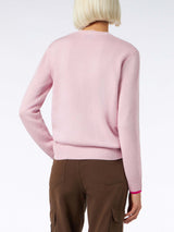 Woman crewneck pink sweater with Barbie print | BARBIE SPECIAL EDITION