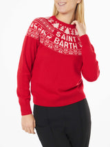 Woman sweater with Norwegian jacquard print