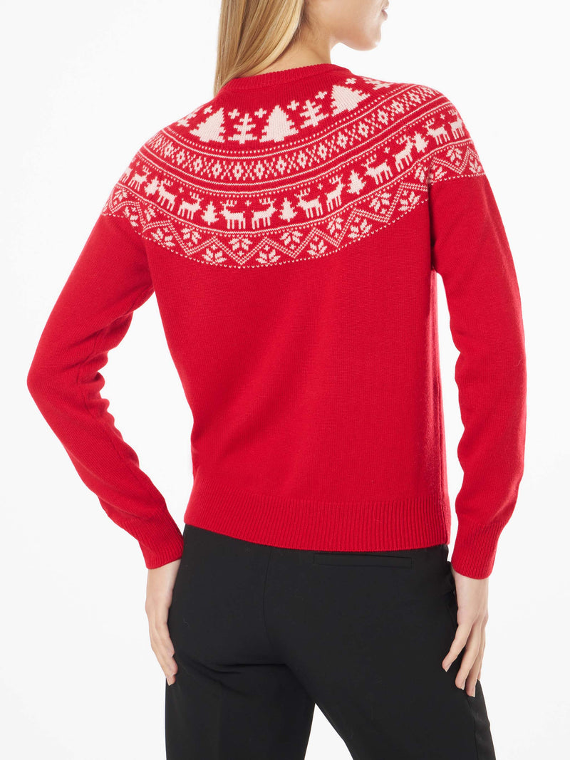 Woman sweater with Norwegian jacquard print