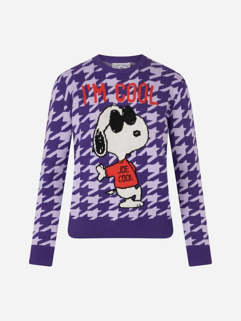 Woman crewneck pied de poule sweater with Snoopy print | SNOOPY PEANUTS™ SPECIAL EDITION