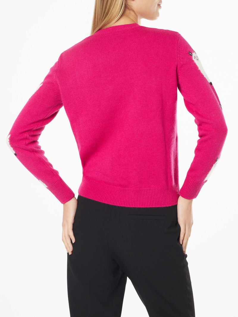 Woman crewneck sweater with L'Am<3ur embroidery