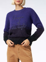 Woman crewneck soft sweater with Queen of the Night embroidery
