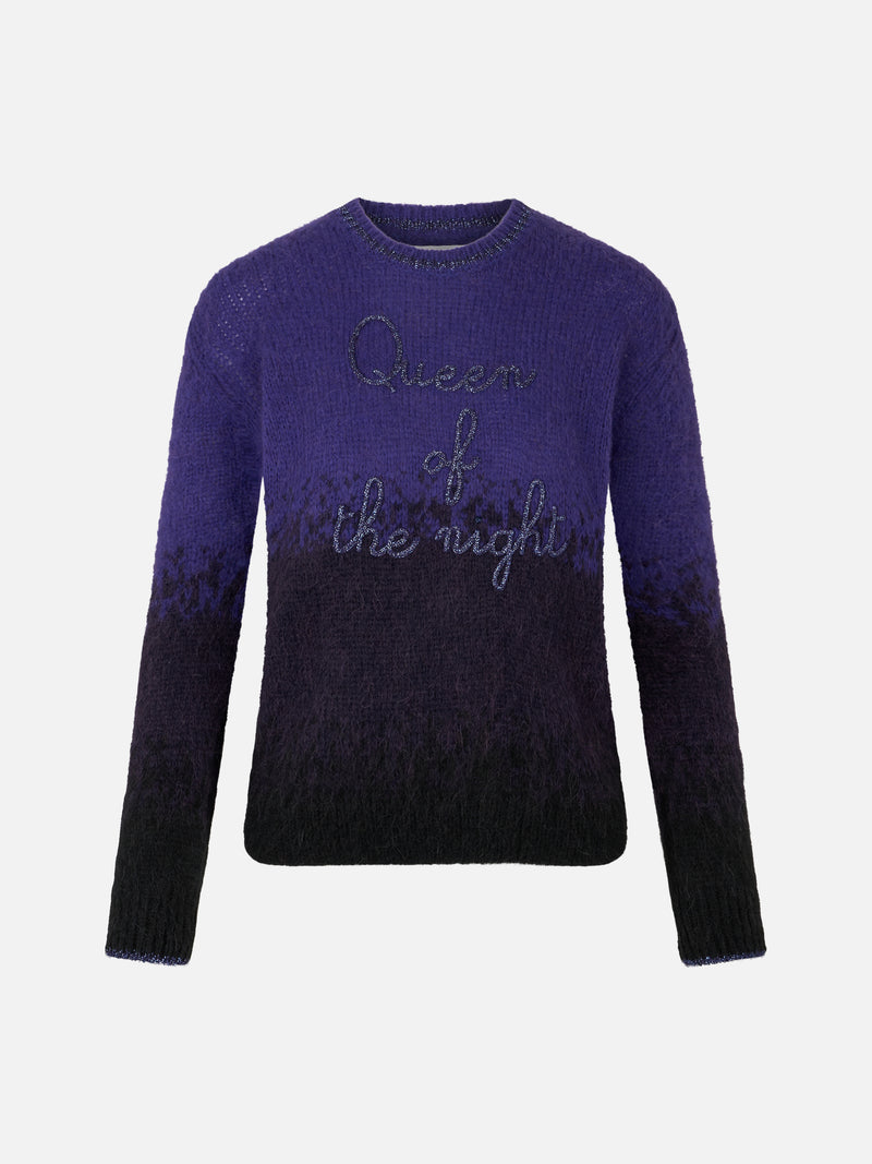 Woman crewneck soft sweater with Queen of the Night embroidery