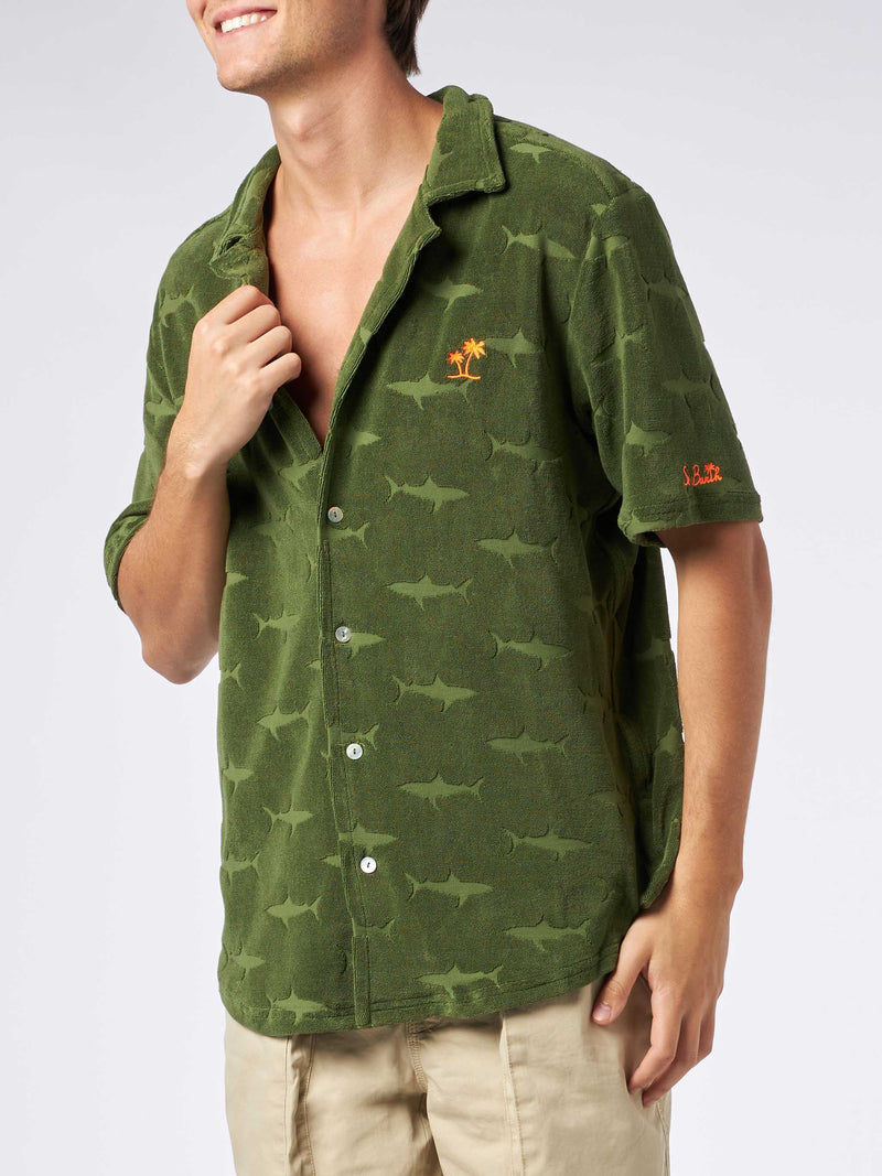 Man military green terry shirt Riviera