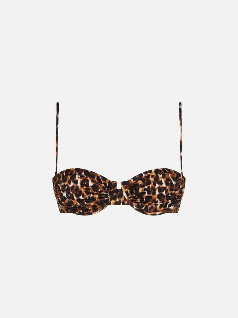 Woman underwired bralette with leopard print
