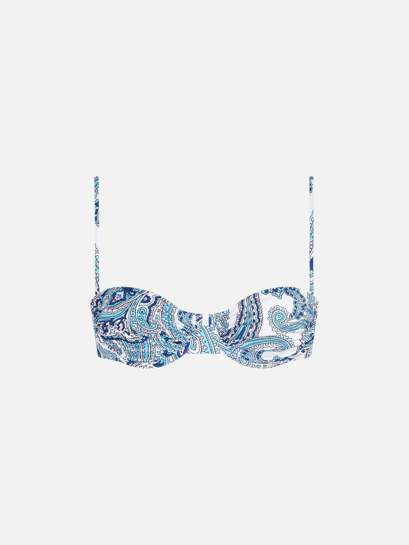 Woman underwired bralette with paisley print