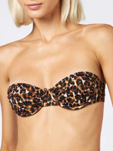 Bikini da donna a bralette con ferretto con stampa leopardata