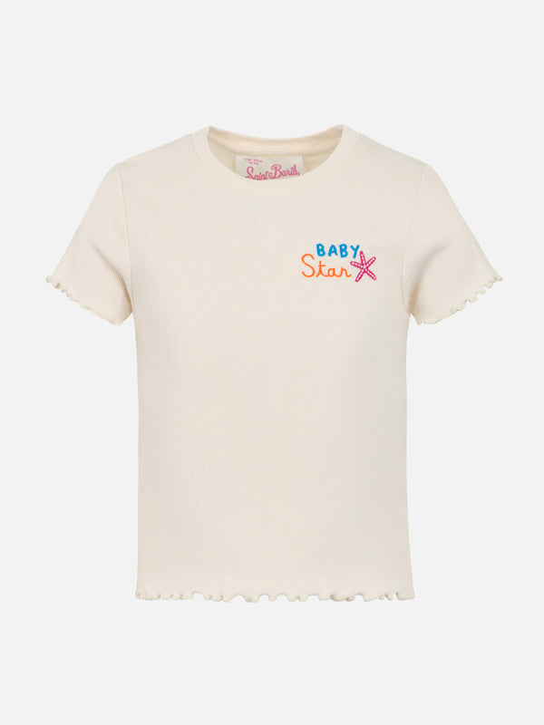 Girl ribbed t-shirt Serena Jr with Baby Star embroidery