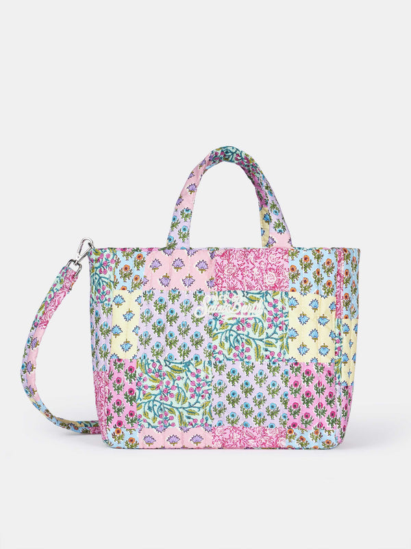 Multicolor flower quilted Soft Tote Mid bag