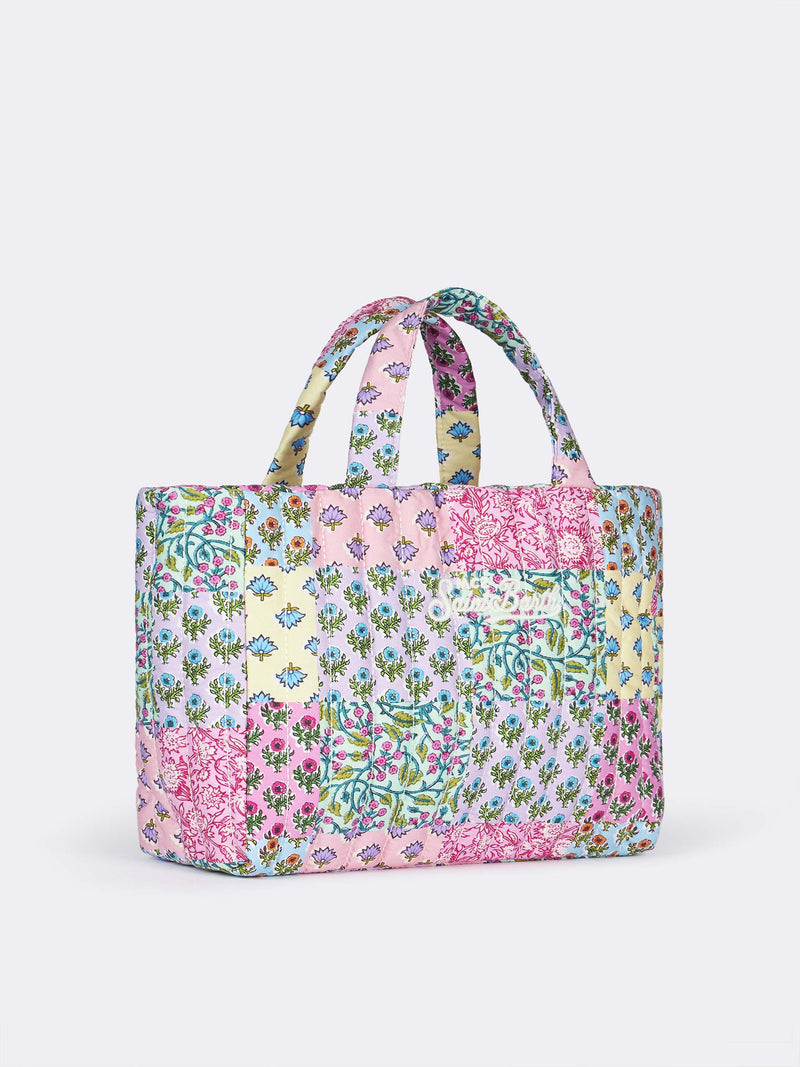 Multicolor flower quilted Soft Tote Mid bag